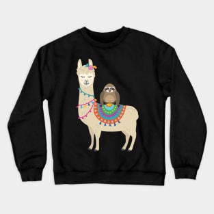 'Sloth Riding Llama' Funny Sloth Gift Crewneck Sweatshirt